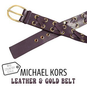 MICHAEL KORS • Leather Belt • Purple & Gold